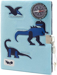 Yolo Dino Notebook A5 with Lock Light Blue