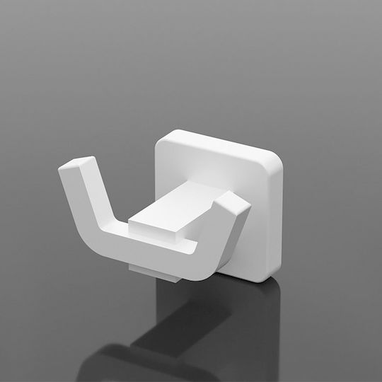 Tekno-Tel Άγκιστρο Μπάνιου Διπλό με Βίδες ​18x5cm Λευκό