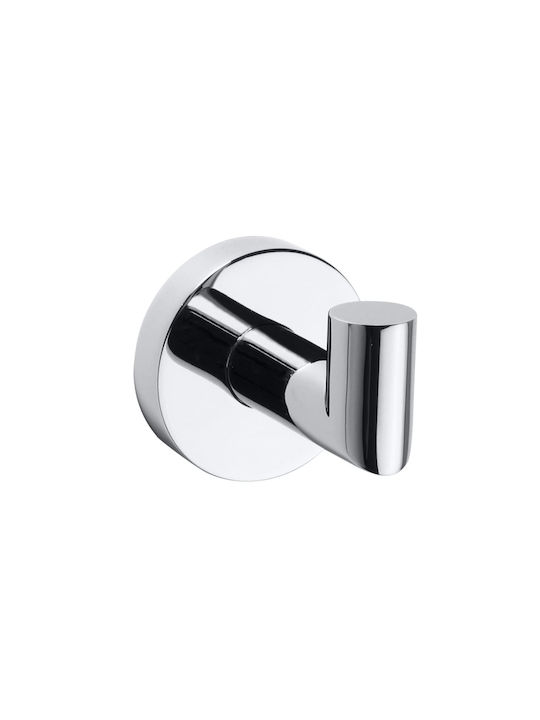 Bemeta Omega Άγκιστρο Μπάνιου Μονό με Βίδες ​5.5x5.5cm Ασημί