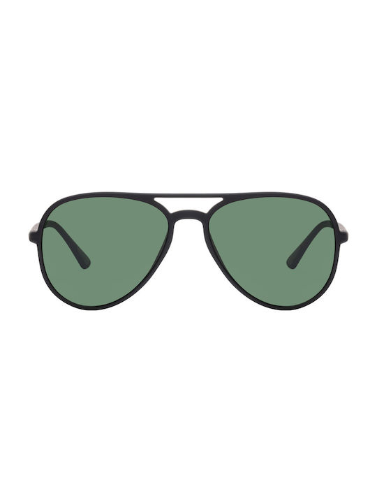 Sunglasses with Black Acetate Frame and Green Lenses 01-8827-8