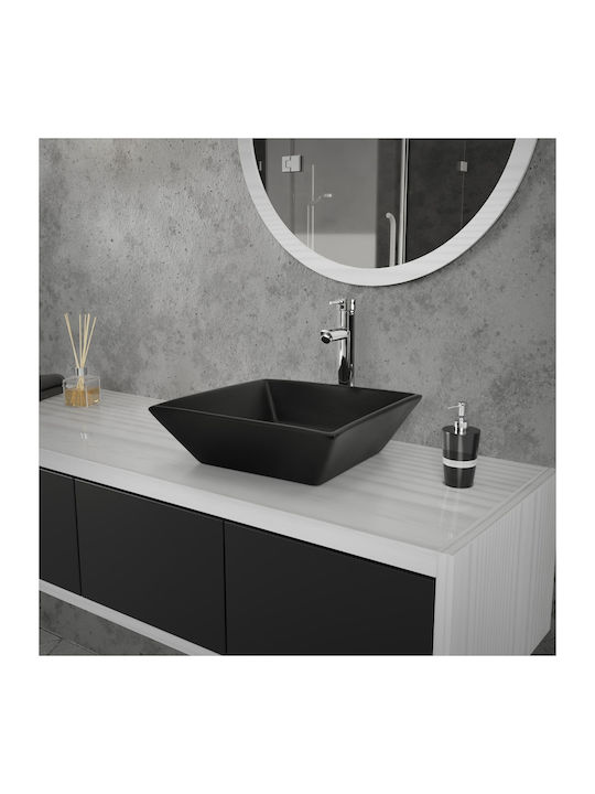 ML-Design Επικαθήμενος Νιπτήρας Κεραμικός 41x41x12cm Μαύρος