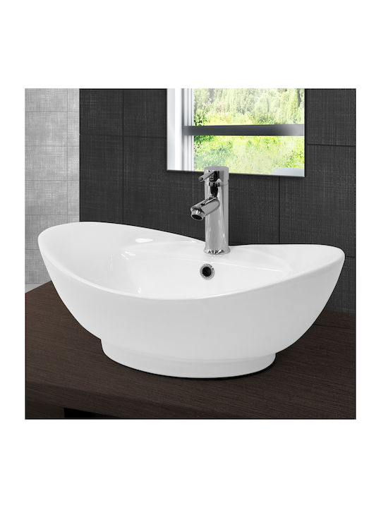 ML-Design Wall Mounted Countertop Sink Ceramic 59x20.5x39.5cm White