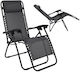 Mega Bazaar Lounger-Armchair Beach with Recline 3 Slots Black 173x66x108cm