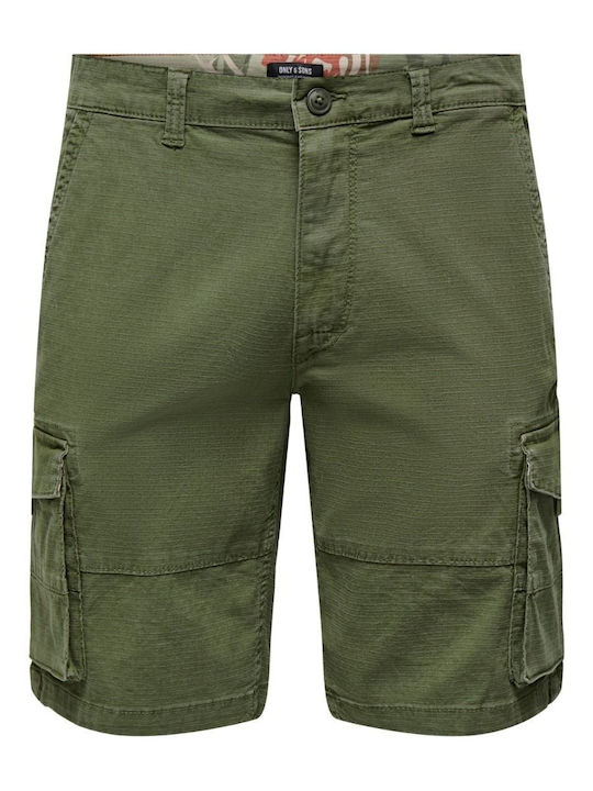 Only & Sons Men's Shorts Cargo Khaki