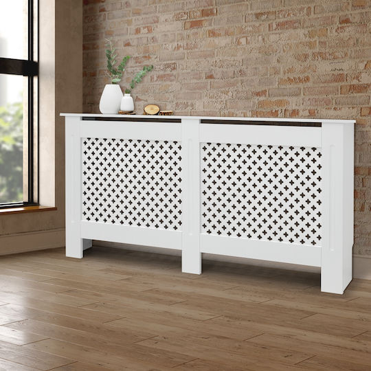 ECD Germany Diamond Pattern Heizkörperabdeckung aus MDF Weiß 152x19x82cm