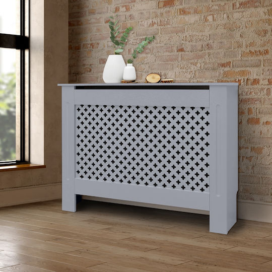 ECD Germany Diamond Pattern Radiator Cover Made of MDF Gray 112x19x82 cm