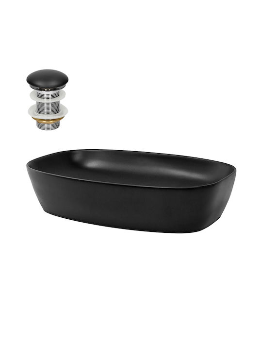 ML-Design Επικαθήμενος Νιπτήρας Κεραμικός 60.5x38.5x14cm Μαύρος