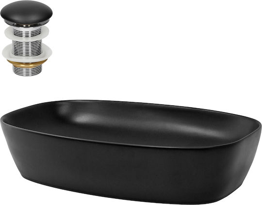 ML-Design Deasupra Blatului Chiuvetă Ceramică 60.5x38.5x14cm Negru