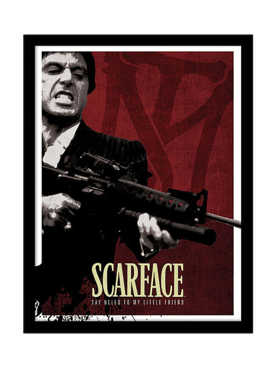 Pyramid International Scarface Frame Wooden Blood Red 30x40cm