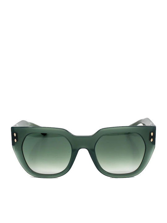 Women's Sunglasses with Green Plastic Frame and Green Gradient Lens