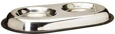 Croci Edelstahl Schalen Futter & Wasser für Katze 2x 240ml in Silber Farbe