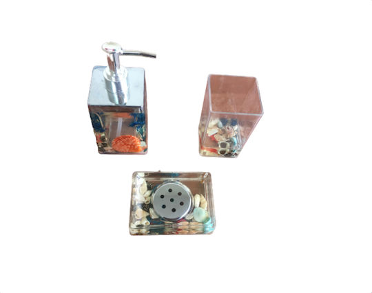 Badezimmer-Accessoire-Set Kunststoff Transparent 3Stück