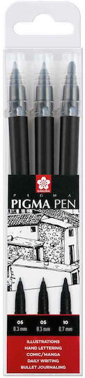 Sakura Pigma Pen Design Markers 0.3mm Black 3pcs