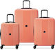 Delsey Ophelie Hartschalenkoffer Coral Maximale Höhe 77cm mit 4 Rädern Set 3 Stück