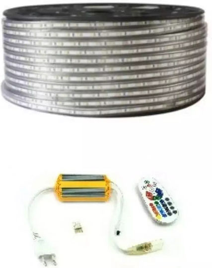 Stimeno LED Лента 220V RGB Светлина 5м Тип SMD5050 с Захранване & Дистанционно управление