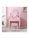 Wooden Makeup Dressing Table Pink with Mirror 75x40x140cm