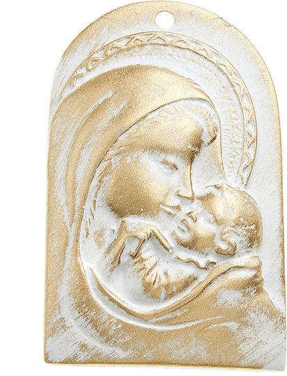 Nuova Vita Heiligenikone Gottesmutter mit Kind Keramik 4,5x7,5cm 2500060.489
