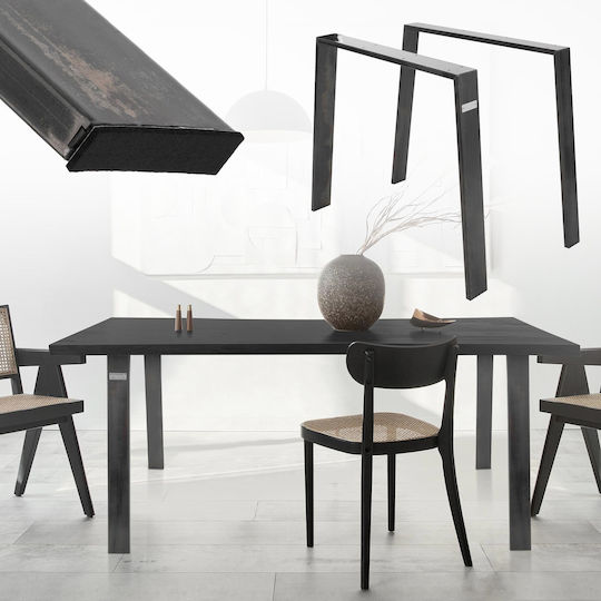 ML-Design Picior Metalic pentru Mobilă 2 Bucăți Potrivit pentru Masă / Măsuță 90x72cm Negru