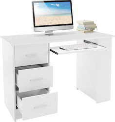 Wooden Computer Desk White L110xW49xH75cm