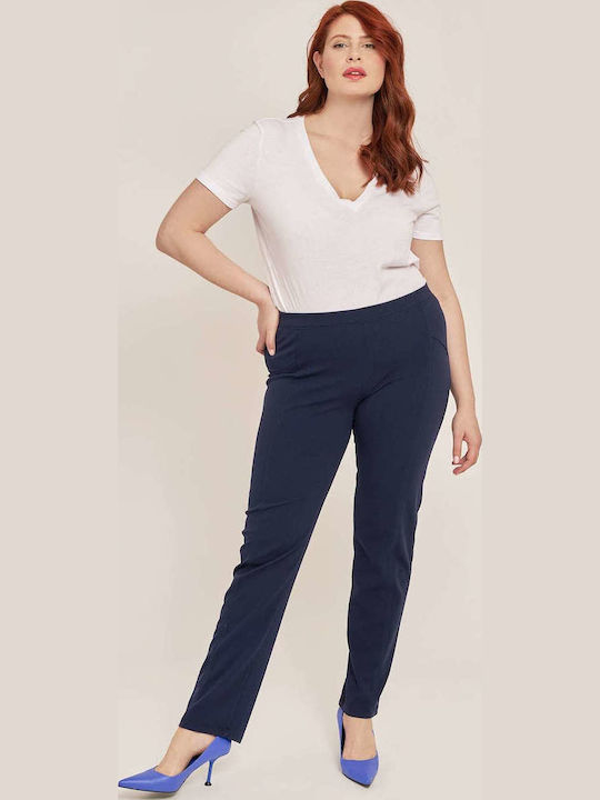 Dina Women's Fabric Trousers Navy Blue