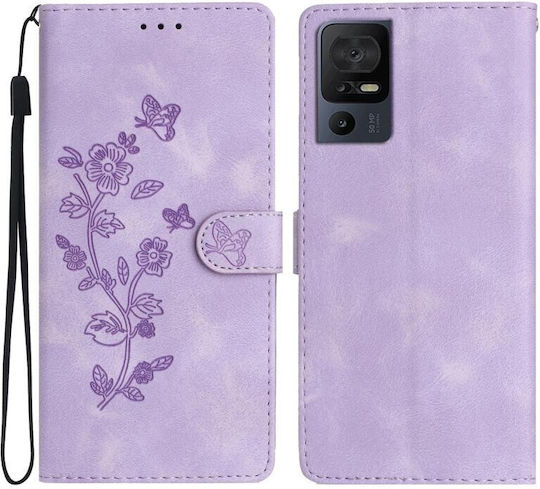 Butterfly Flower Wallet Μωβ (TCL 40 SE)