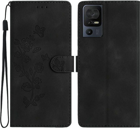 Butterfly Flower Wallet Μαύρο (TCL 40 SE)