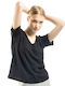 Target Damen Sportlich T-shirt mit V-Ausschnitt Schwarz