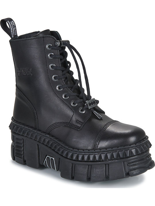 New Rock Stiefeletten Schwarze