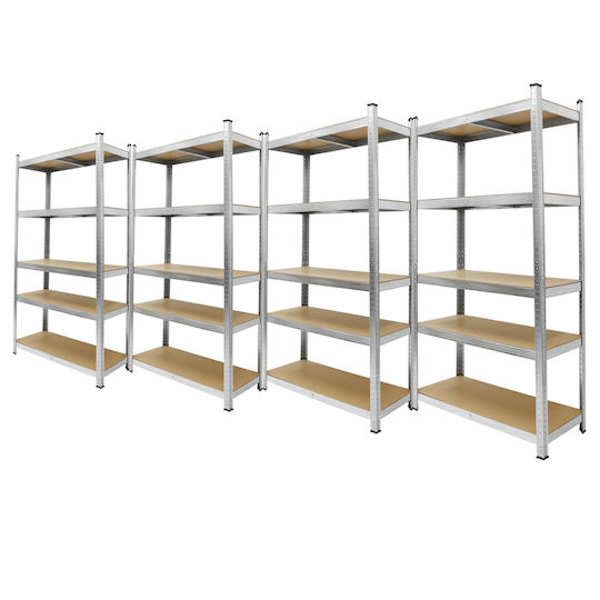 ECD Germany Dexions Galvanized 90x40x180cm With 5 Shelves Total Load Capacity 750kg 4 Pieces