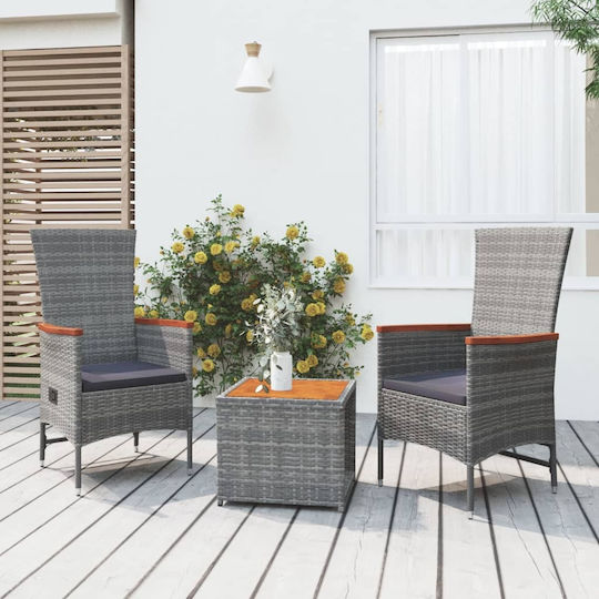 Garten- und Outdoor-Möbelsets für kleinen Raum 3 Stück Grau mit Kissen
