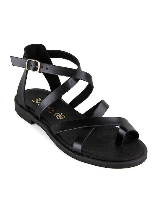 Silia D Sandale Casual Damă Din Piele Negre