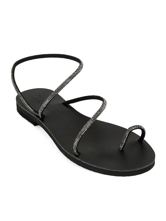 Silia D Leather Women's Flat Sandals in Black C...