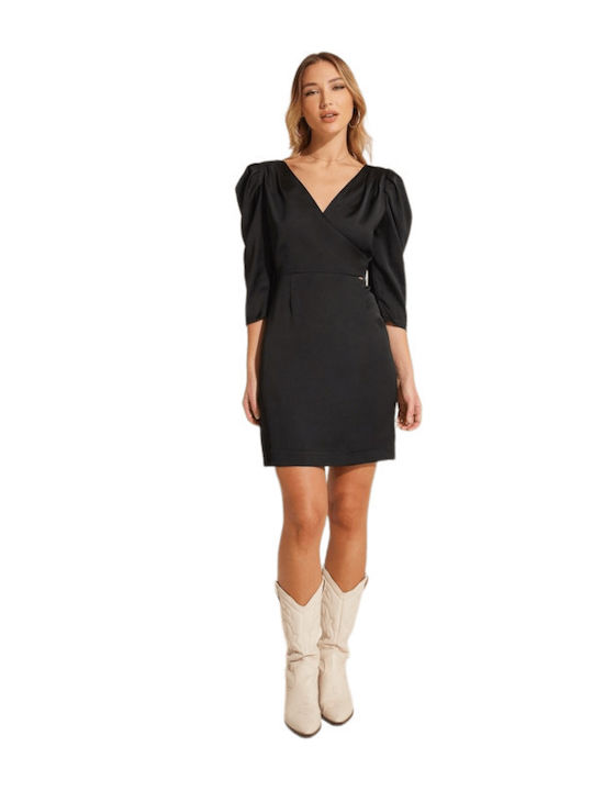 Enzzo Mirian Mini Evening Dress Satin Black