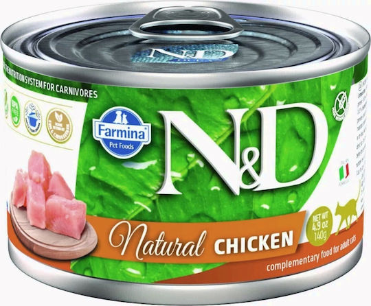 Farmina N&D Natural Hrană Umedă pentru Pisici Adulte în Conservă cu Pui fără Gluten 140gr