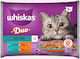 Whiskas Duo Nassfutter für Erwachsene Katzen in Beutel mit Kabeljau, Huhn und Lachs 4x85gr