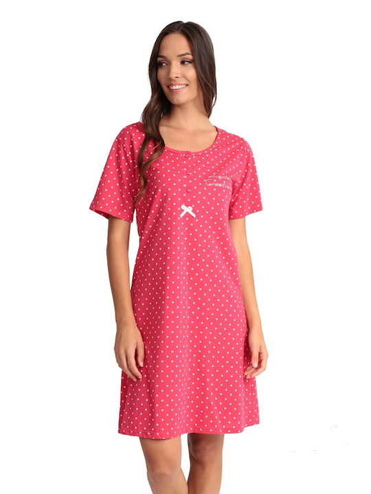 Lydia Creations Summer Cotton Women's Nightdress Pink