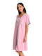 Lydia Creations Summer Women's Cotton Robe with Nightdress Pink