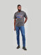 Men's Elastic Jeans Pants with Skinny Straight Fit Blue