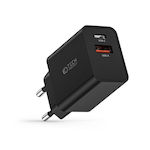 Tech-Protect Charger Without Cable with USB-A Port and USB-C Port Power Delivery / Quick Charge 3.0 Blacks (NC30W)