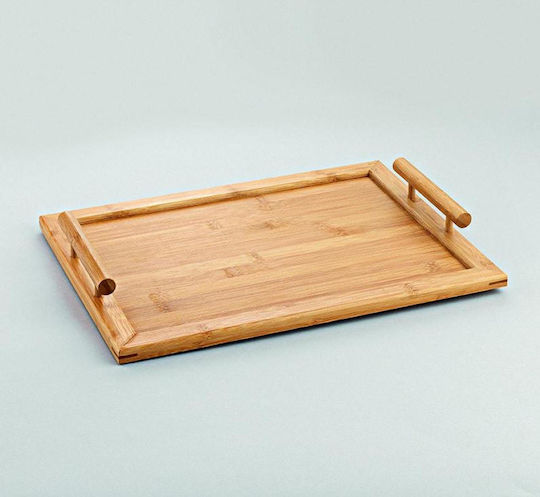 Rectangular Wooden Serving Tray with Handles Gold 40x30cm 161394_144-9501