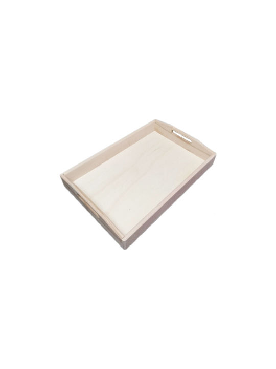 Moraitis Wooden Rectangular Serving Tray with Handles in White Color 45x45cm 011214 1pcs