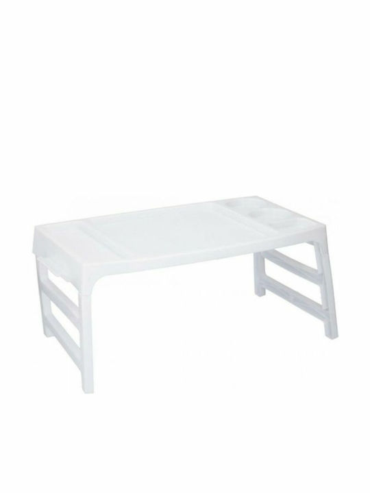 Rectangular Plastic Folding Bed Tray with Handles White