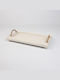 Korres Craft Holz Rechteckig Serviertablett mit Griffen in Weiß Farbe 19.6x36cm 236-603-63 1Stück
