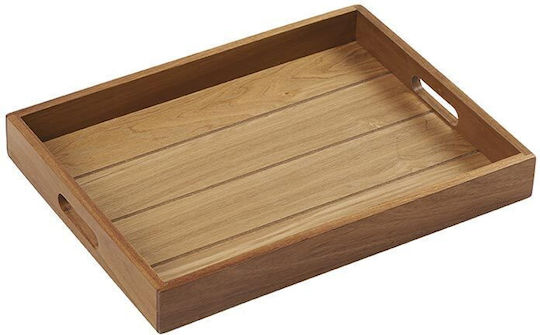 Country Casa Wooden Rectangular Serving Tray with Handles in Brown Color 40x30x5cm XB012 1pcs
