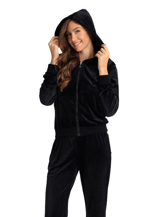 Lydia Creations Winter Women's Pyjama Set Velvet Black