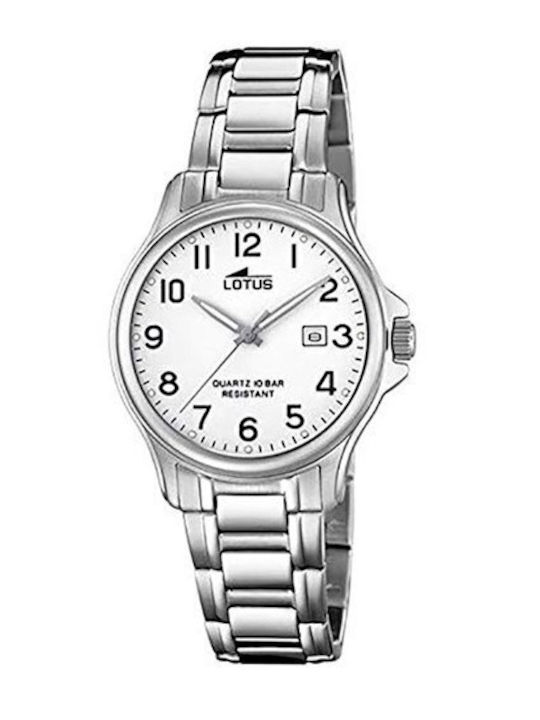 Lotus Watches Мъжки часовник на батерия със сребърен метален браслет