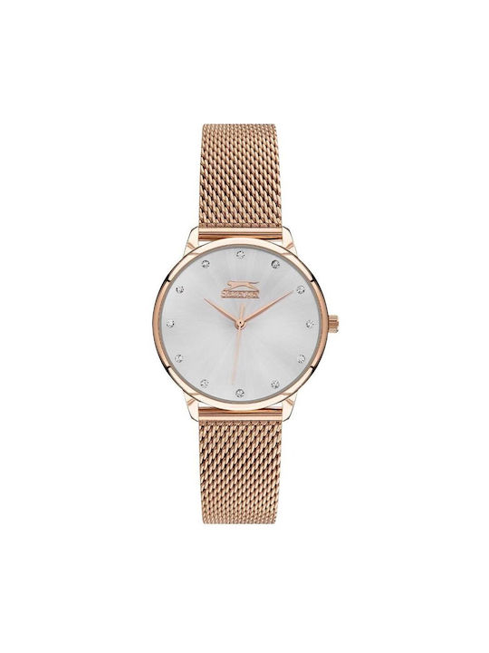 Slazenger Watch Battery with Pink Gold Metal Bracelet