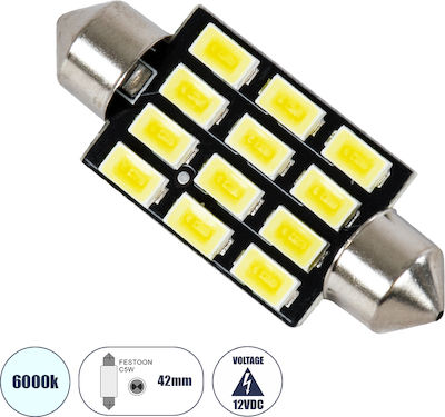 GloboStar Lămpi Autoturismului C5W LED 6000K Alb rece 12V 6W 1buc