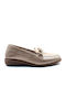Leder Damen Mokassins in Gold Farbe