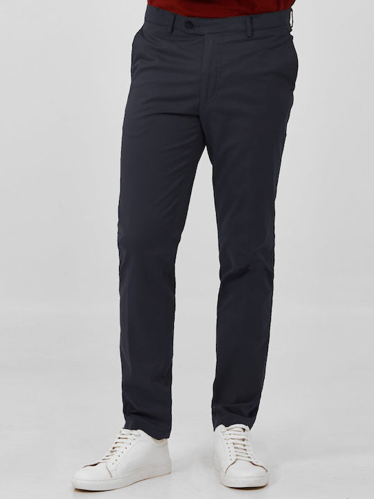 Pantaloni Vardas Chinos slim fit albaștri din bumbac MONOCROM, pentru seară, toată ziua, casual, business